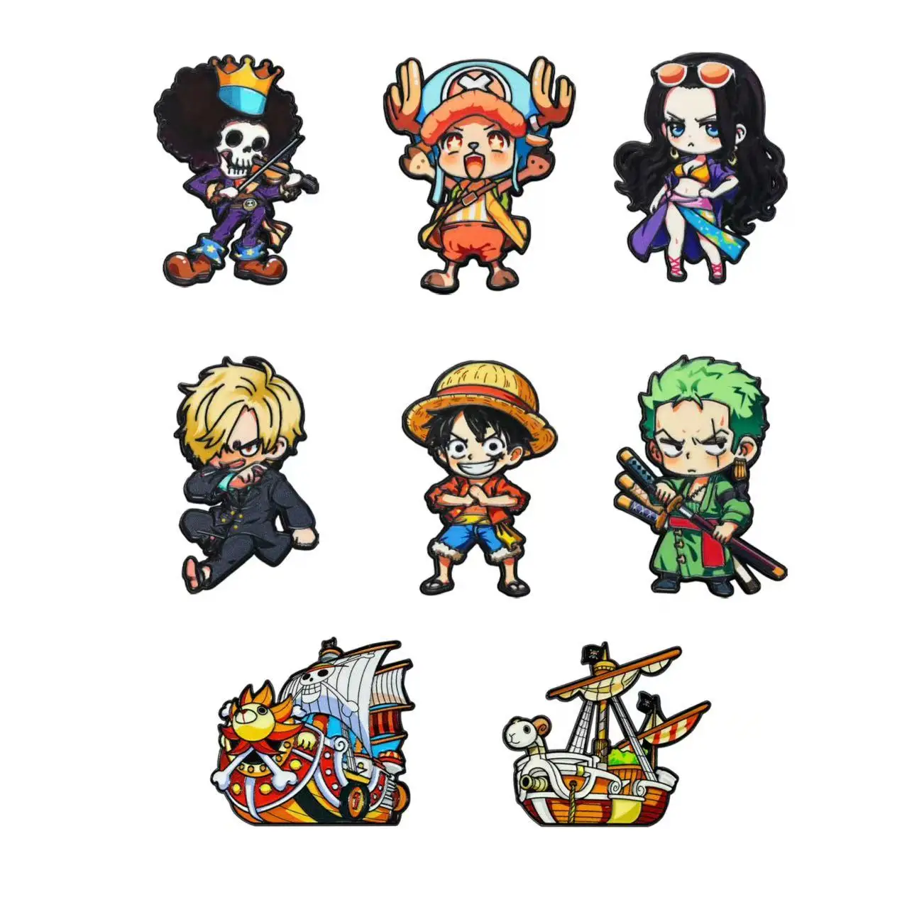 9PCS/set Anime Peripherals Straw Hat Pirates Ship Brooch LuFei Cosplay Bag Pin Accessories Jewelry For Fans Toys Gift