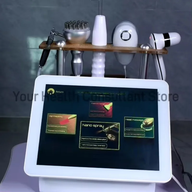 

Новое поступление 2025 года, многофункциональное 15-дюймовое высокочастотное устройство для массажа кожи головы 5 в 1 для спа-салона для волос