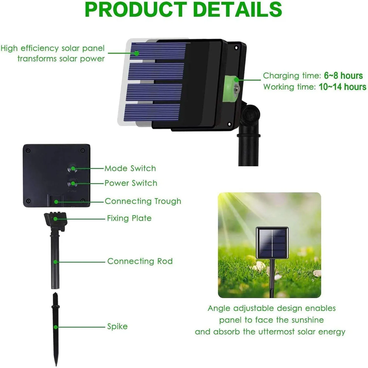 Solar String Lights Outdoor Solar Powered Waterproof Fairy Lights 8 Modes Lights for Christmas Patio Party Tree Yard Decoration