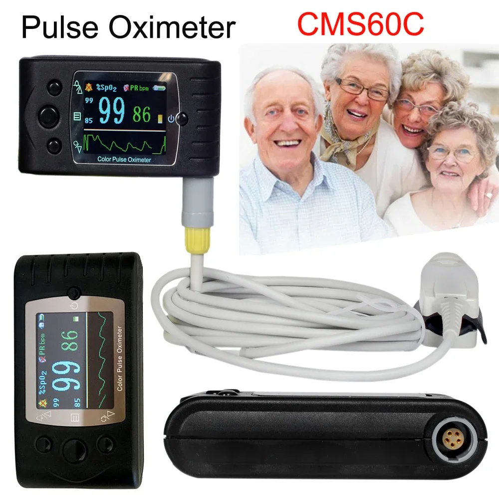 CONTEC CMS60C Handheld 1.8'' TFT Display Pulse Oximeter Blood Oxygen Monitor SPO2 Pulse Oximetry Monitor PC Software Adult Probe