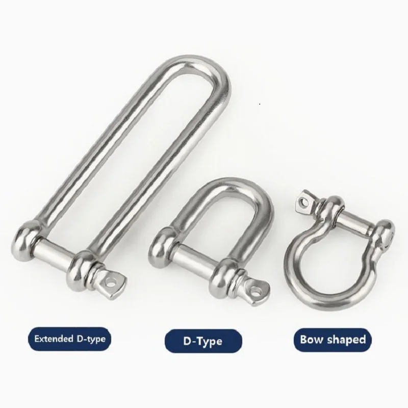 304 Stainless Steel Shackle Bow D Shackle Screw Pin Anchor Chain Shackle M4-M22 for Marine Boat Rigging Camping Hammock DIY