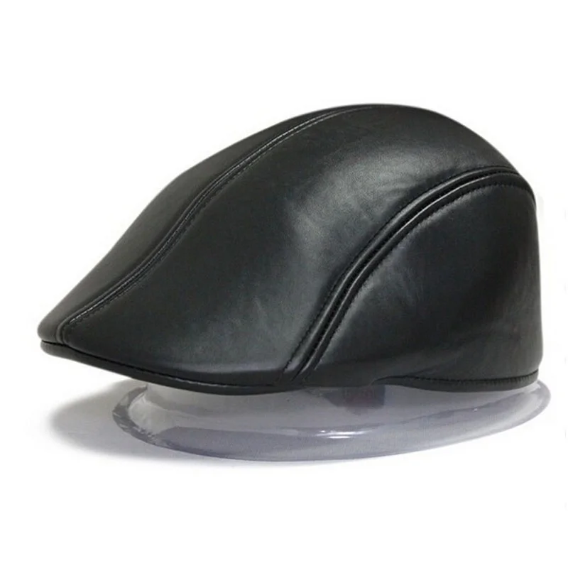 Boina Simples de Couro PU para Homens e Mulheres, Plaincabbiehat Unisex, Boné Avançado, Cem Torre, Chapéu Inglaterra