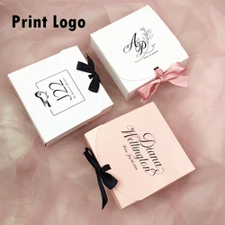 Customize LOGO Pink/White Paper Gift Boxes Packaging For Wedding Favors Birthday Party Valentines Day Gift Boxes/Wrapping Box