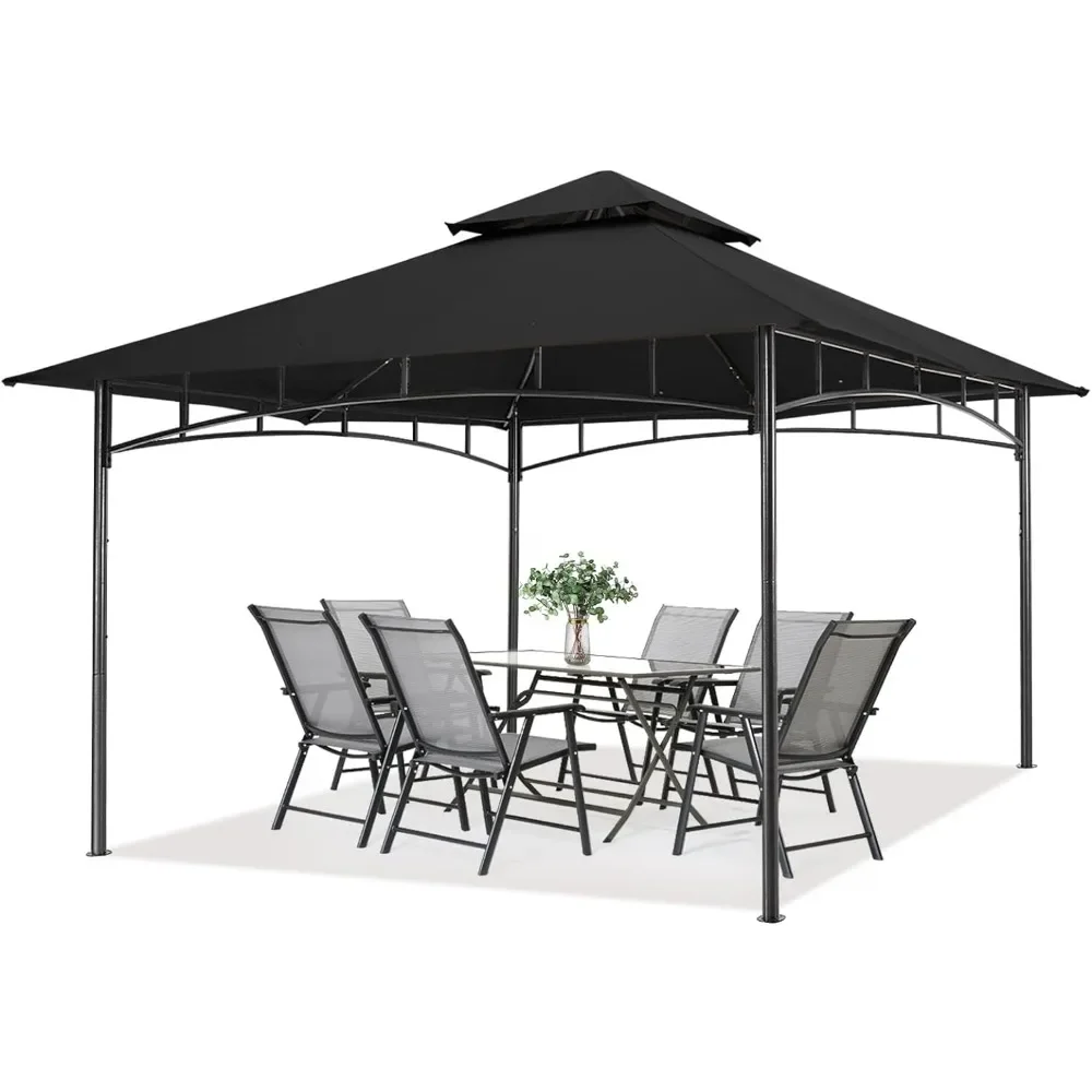 Outdoor Garden Gazebo for Patios With Stable Steel Frame(11x11 Canopy Black) Beach Tent Roof Top Tent Camping Sunshade