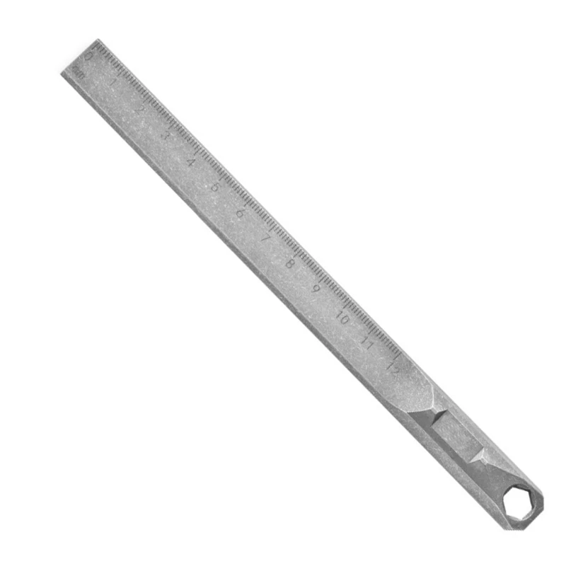 Titaniums Alloy Straight Ruler Crowbars KeyChains 8mm Hexagon Wrench Measuring Hard Ruler Outdoor Survival Tool