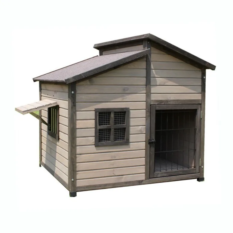Solid wood outdoor courtyard sun protection rain protection dog house kennel  cage  large medium dog villa wood