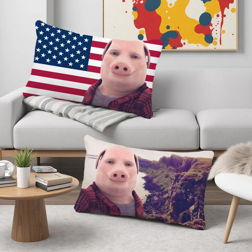John Pork Smiling Throw cushion cover Rectangle Pillow Case Printing Bedside Sofa Room Home Decoration Pillowcase