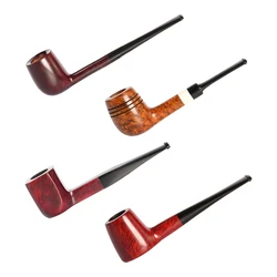 Briar Wood Tobacco Pipe , Smoking Pipe Straight Stem , Soft Vulcanized Rubber Mouthpiece , Chinese Craft Tobacco Beginner Pipe