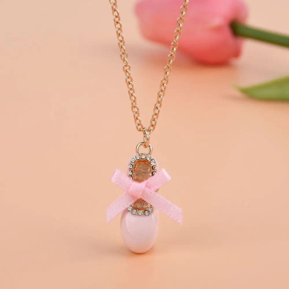 Crystal Cute Ballet Shoes Pendant Necklace for Kids Girls Friendship Adjustable Necklaces Best Friend Jewelry Gifts