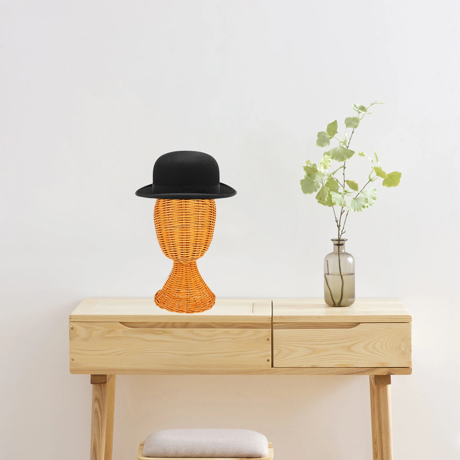 

Sturdy Rattan Hat Display Stand Holder For Home Shape Maintenance Stable Base Headwear Organizer