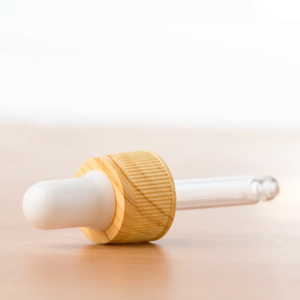 4Pcs Wood Grain Glass Dropper Dispenser Bottles 10Ml Premium Transparent Essential Oil Bottles Toner Serum Containers