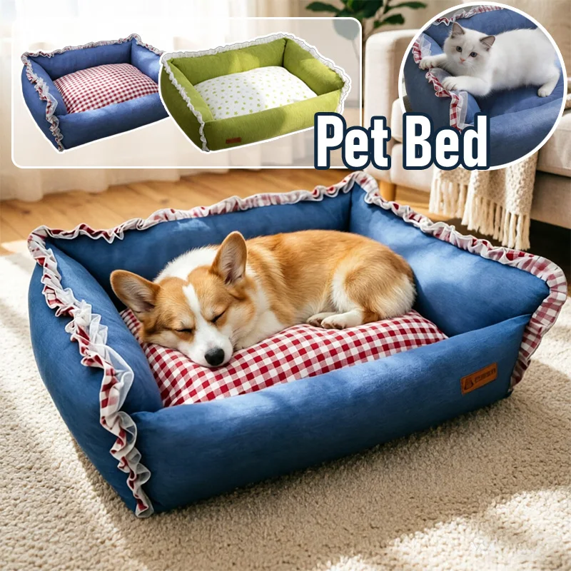 

Universal Pet Bed Removable Flower Print Cushion Non Slip Dog Mattress Breathable Sleeping Nest for Small Dogs Cats Bichon Puppy