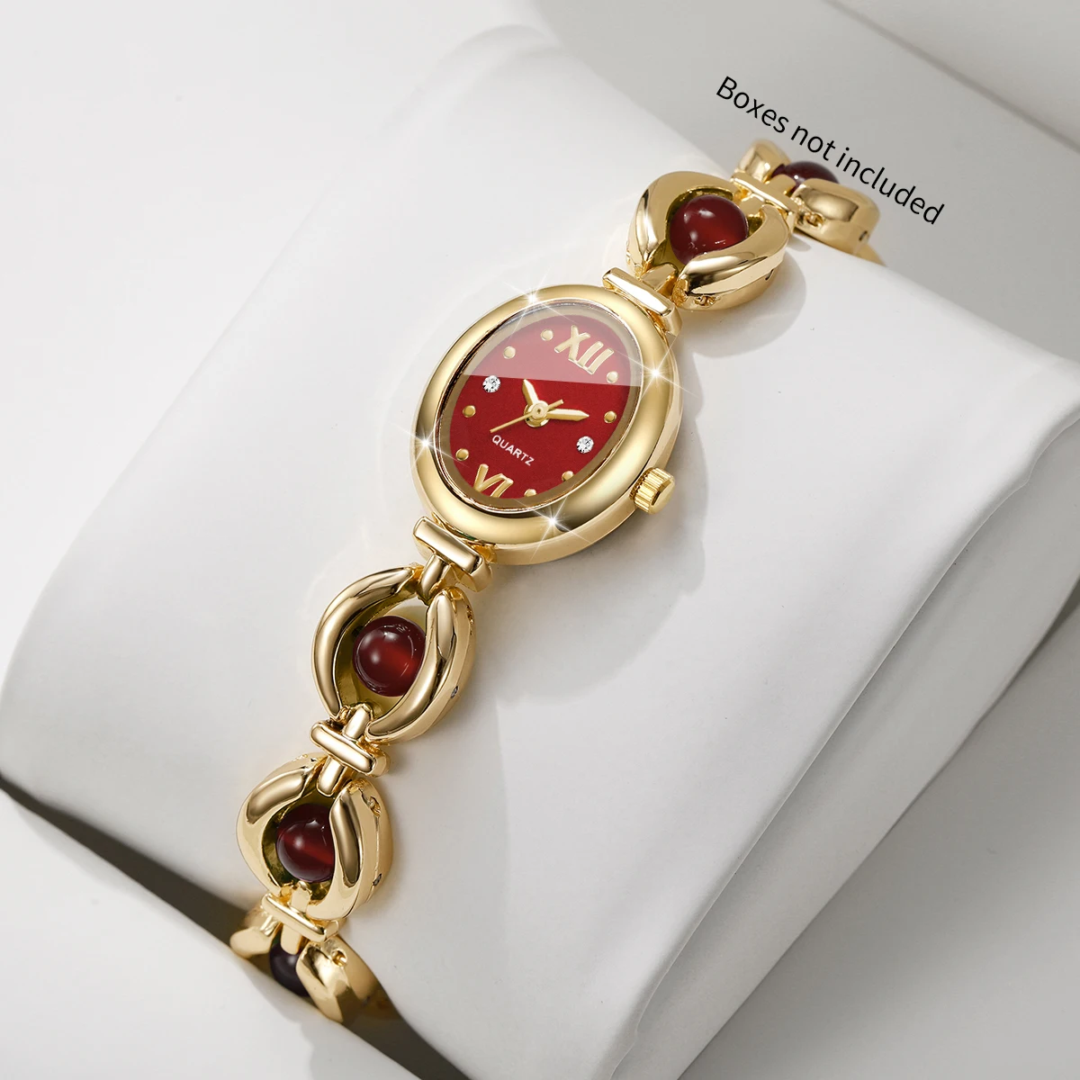 Luxury Oval Dial Women Watch Beads Chain Bracelet Quartz Wristwatch Fashion Ladies Clock Relogio Feminino (Without Box)