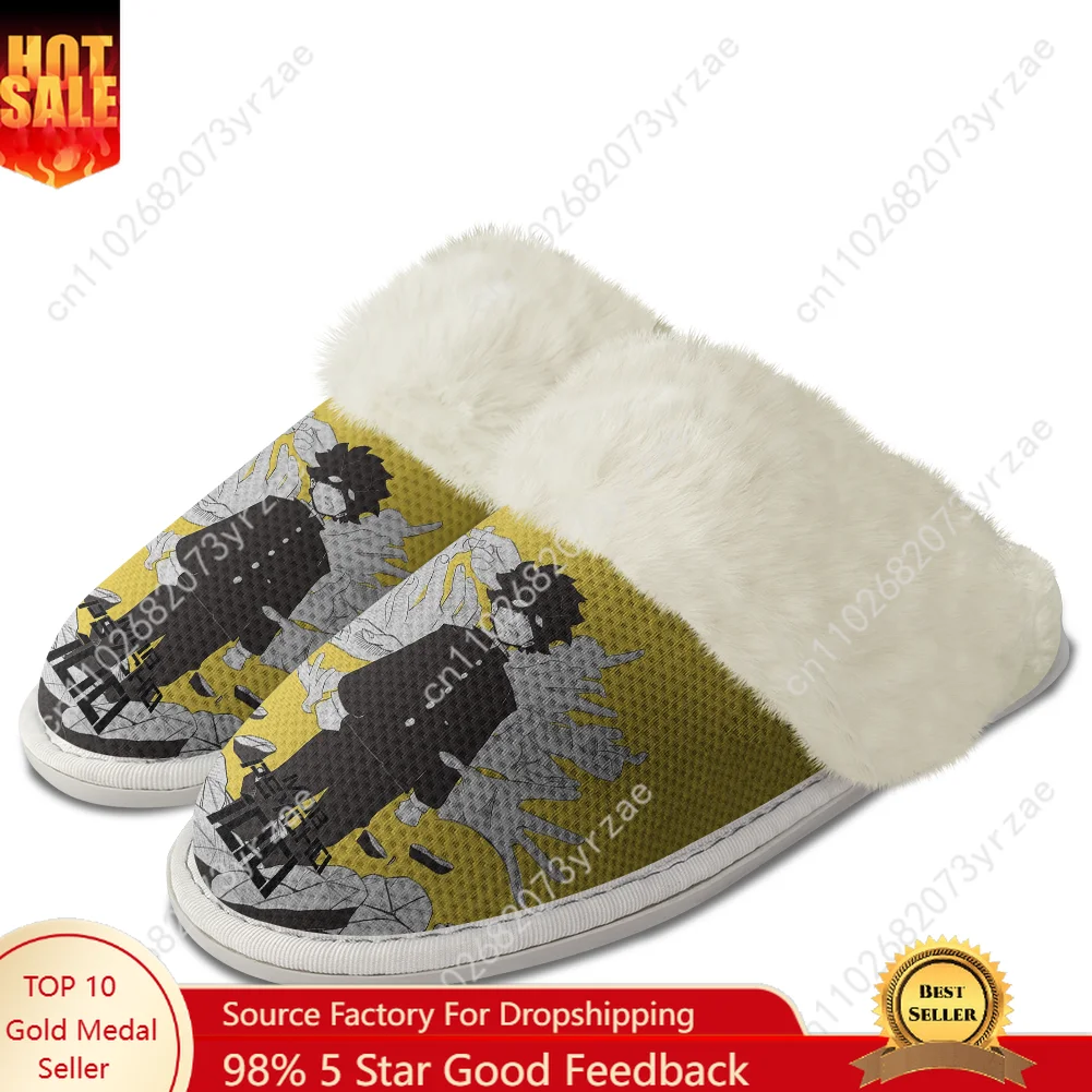 

Mob Psycho 100 Plush Edge Warm Shoes Mens Womens Home Casual Slipper Bedroom Fashion Thermal Lightweight Shoe Custom Slippers