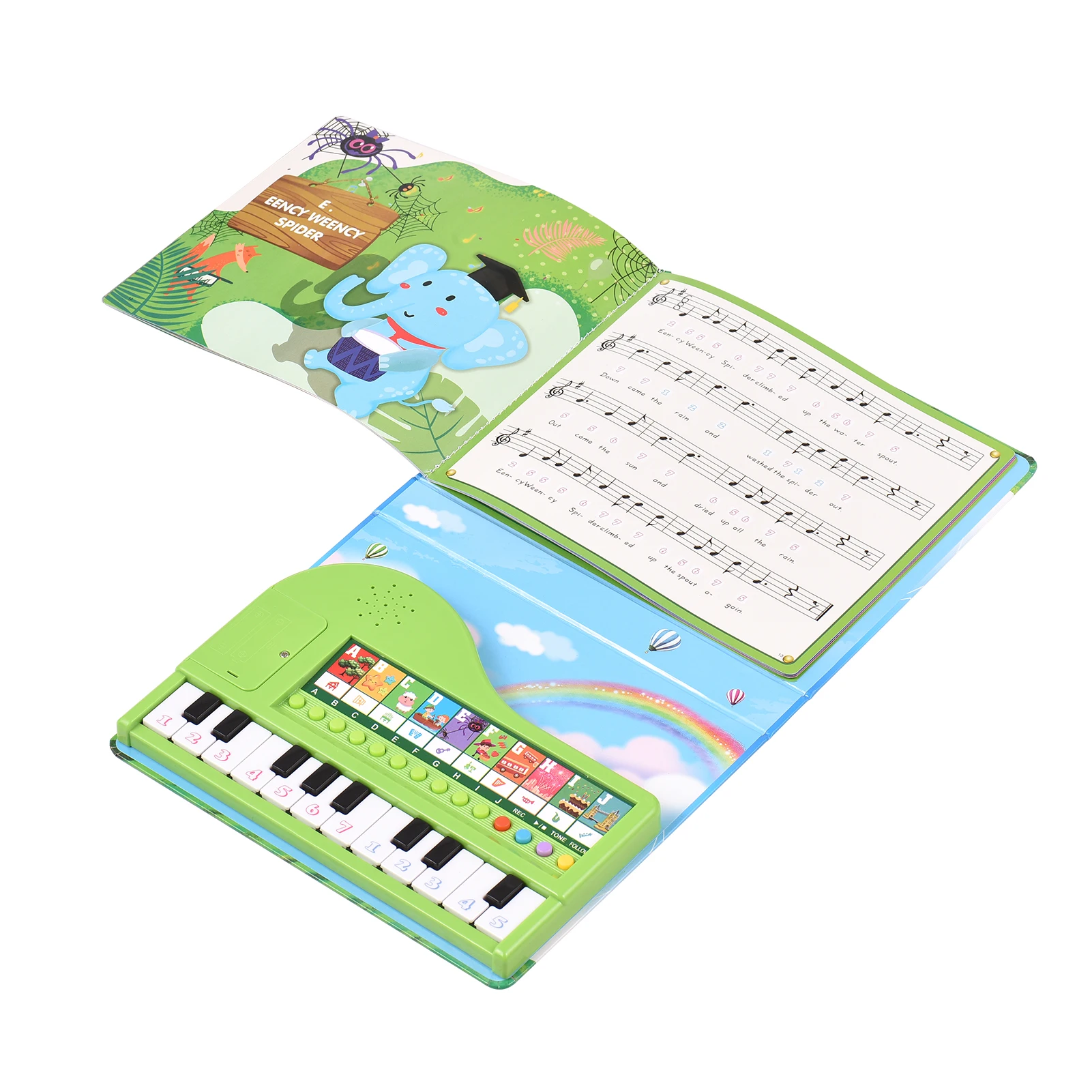 Bigfun 20-key Piano Book Electronic Piano Keyboard Music Book 2-in-1 Piano Songbook with Built-in Keyboard Songs for Kids 3 & Up