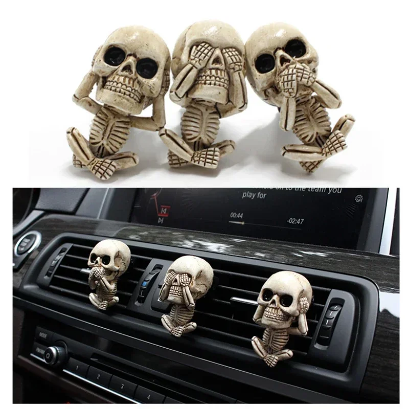 3Pcs Skull Car Interior Decoration Personalized Creative Car Accessories Lucky Accessories
