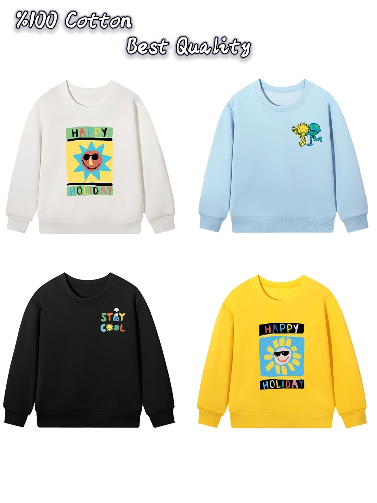 winter Boys sweatshirt Fun letter print hoodie 2026 New Kids Clothes cartoon graffiti Sun pullover cotton Tops child casual wear