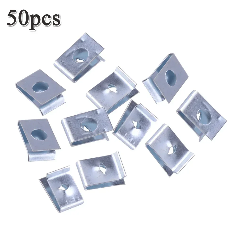 50 Pcs Car U-Clip Speed Nuts Spring Metal Fastener Bumpers Clips U Shape Clips Universal Car Products Interior Accessories