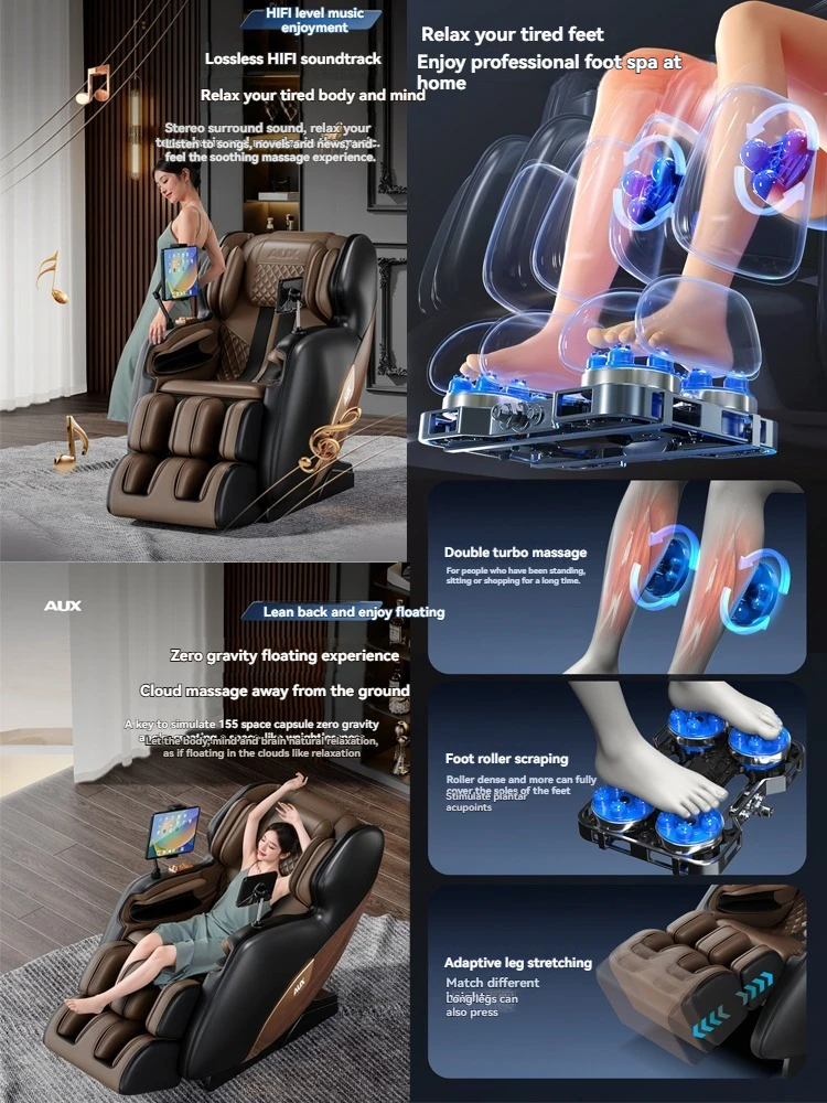 

6D + 3D массажные кресла для всего тела и кресло с невесомостью, расширенное Sl-Track, двухъядерное с подогревом, расслабляющее массажное кресло