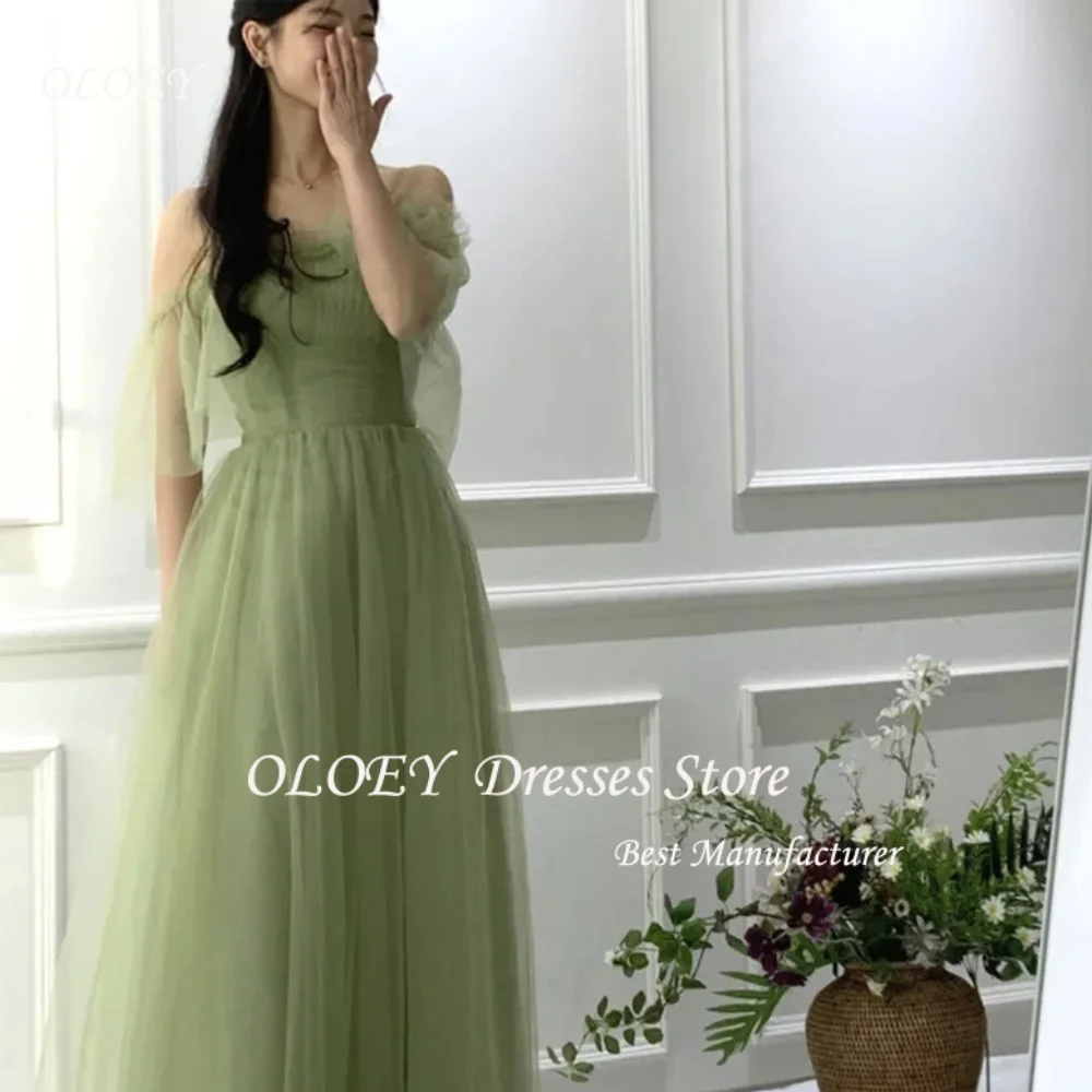 

OLOEY 2025 New Green Korean Evening Dresses A-Line Girls Prom Dresses Customized Party Dresses Tulle Wedding Snap Dresses
