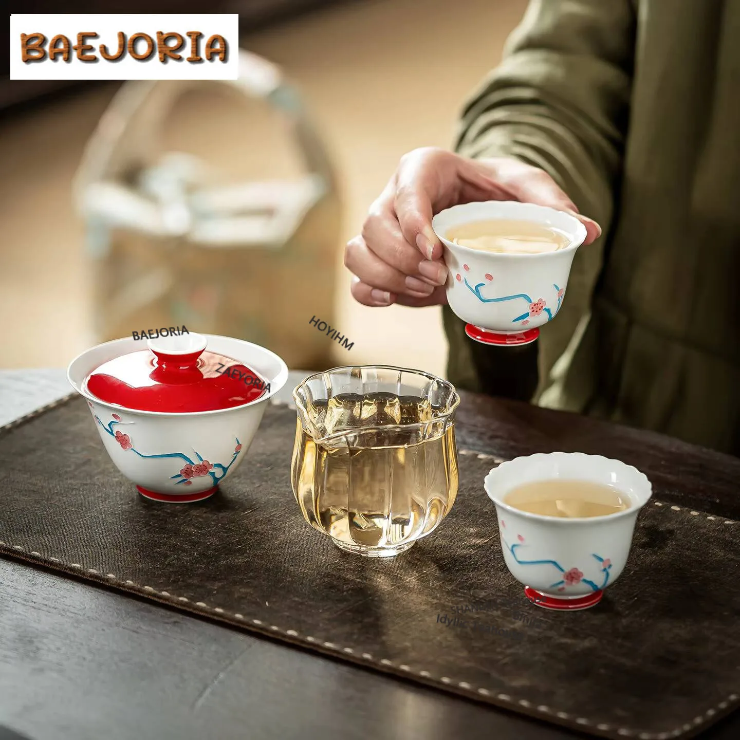 Ice Plum Pile Painting Travel Tea Set Kit