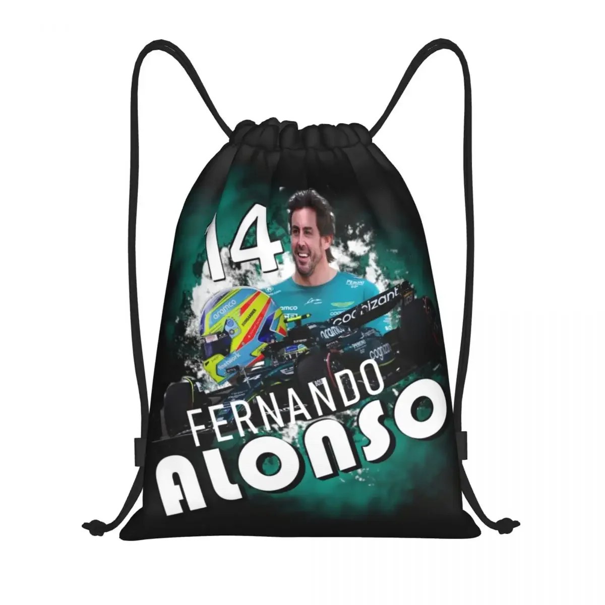 Alonso Motor Racing Drawstring Bag Women Men Portable Gym Sports Sackpack Fernando Sports Car Training Backpacks