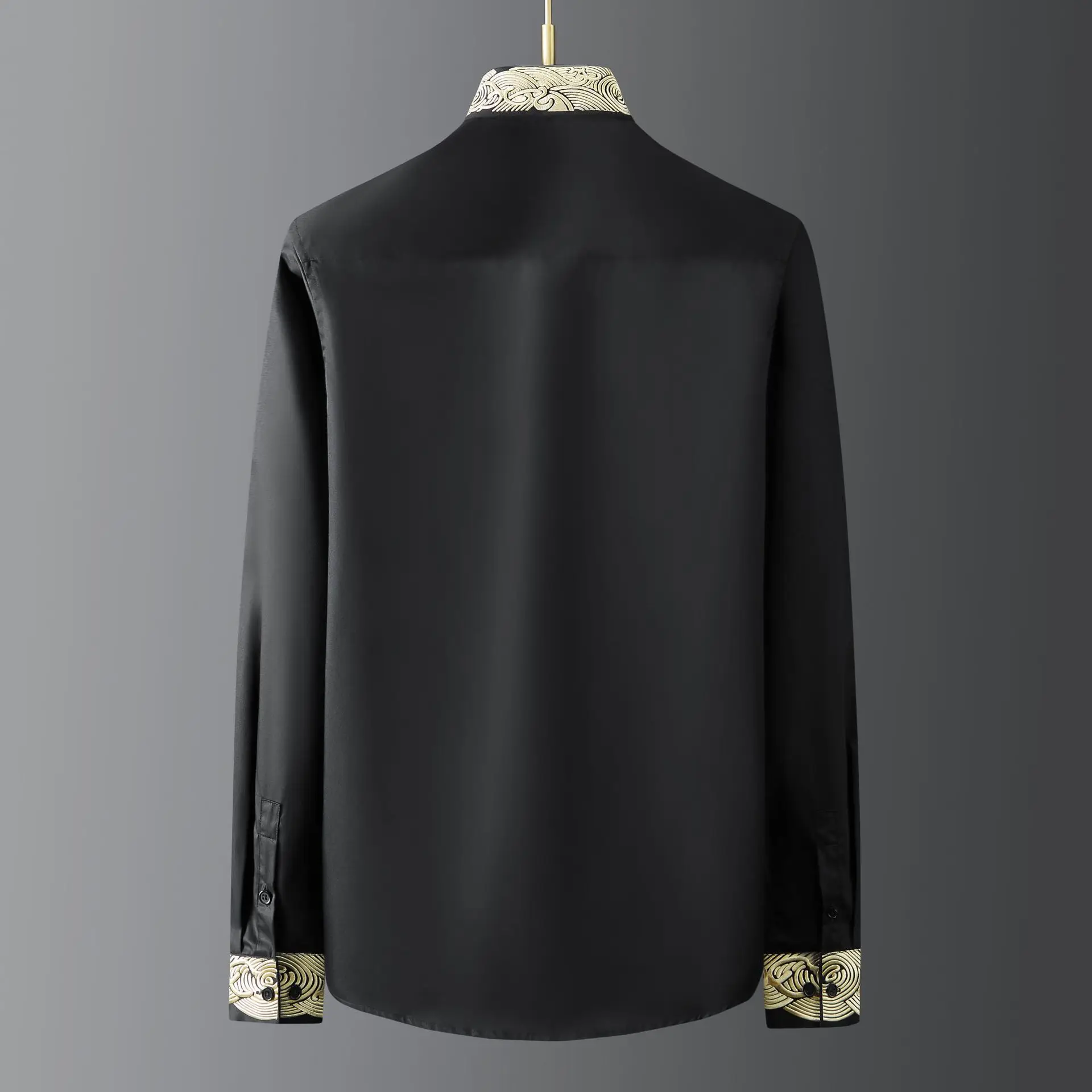 Fashion Trendy Long-sleeved Embroidery Leader Long-sleeved Men Shirt