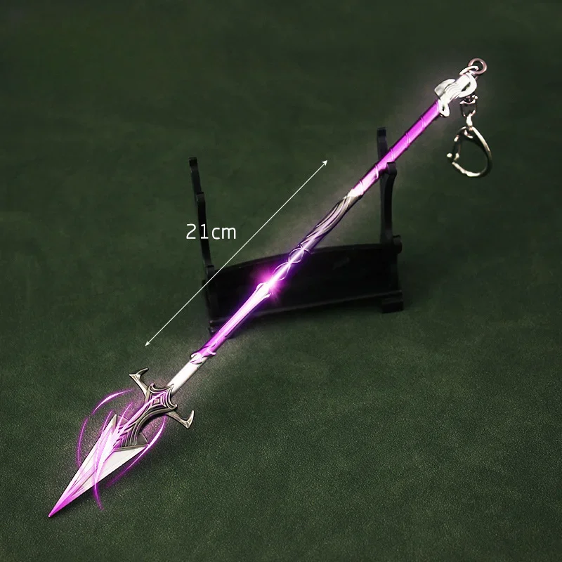 Naraka: Bladepoint Game Perimeter Weapon 21cm Lightning Long Gun Long Horn Spear Alloy Weapon Model Decoration Gift Toys