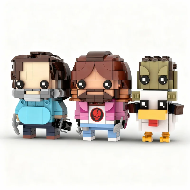 

584PCS MOC Creative Model Steve Garrett Chicken Jockey Brickheadz Mine Craft Movie DIY Assembly Building Blocks Display Gift Set