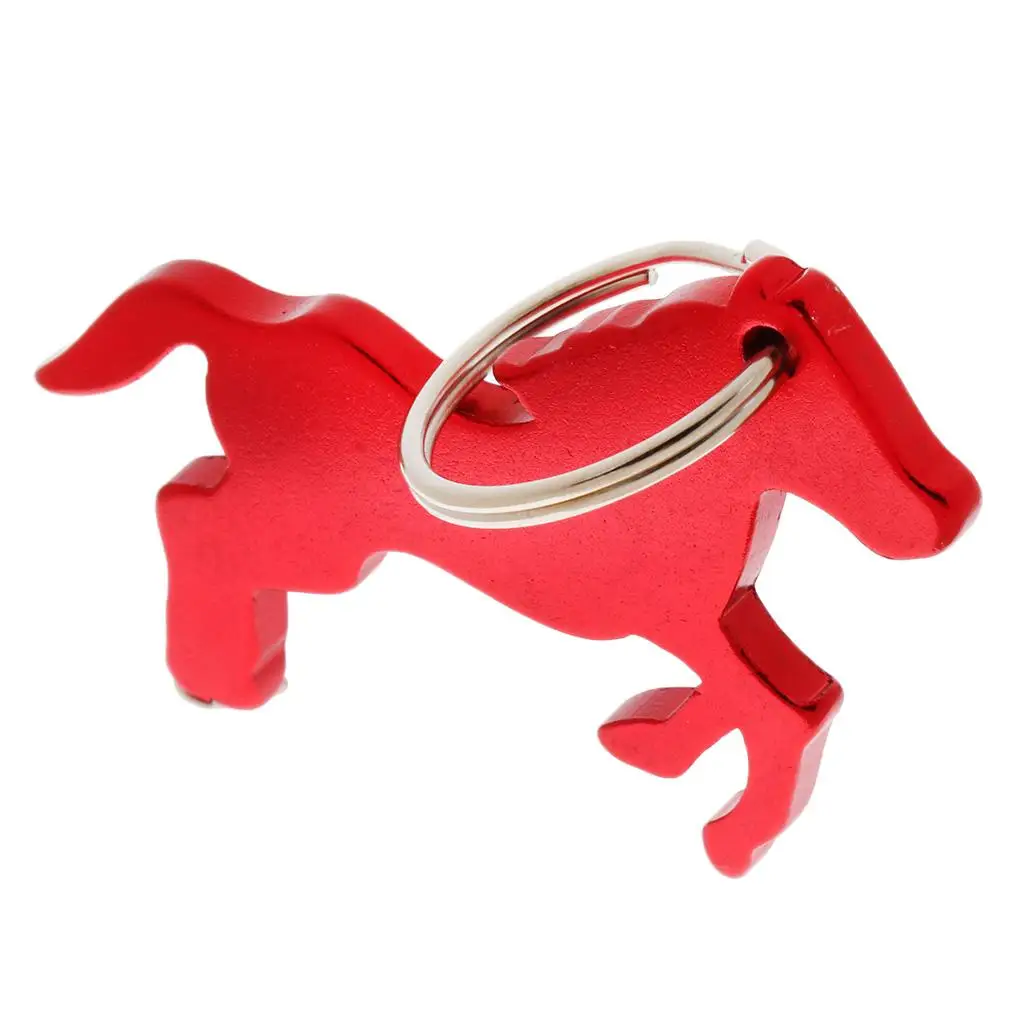 4-6pack Aluminum Horse Pattern Bottle Opener Key Ring Keychain Bag Pendent Red