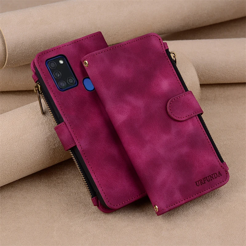

A21S Case For Samsung A21S Case Wallet Leather Flip Cover For Samsung Galaxy A21S Case Zipper Magnetic Book Cover Fundas Coque