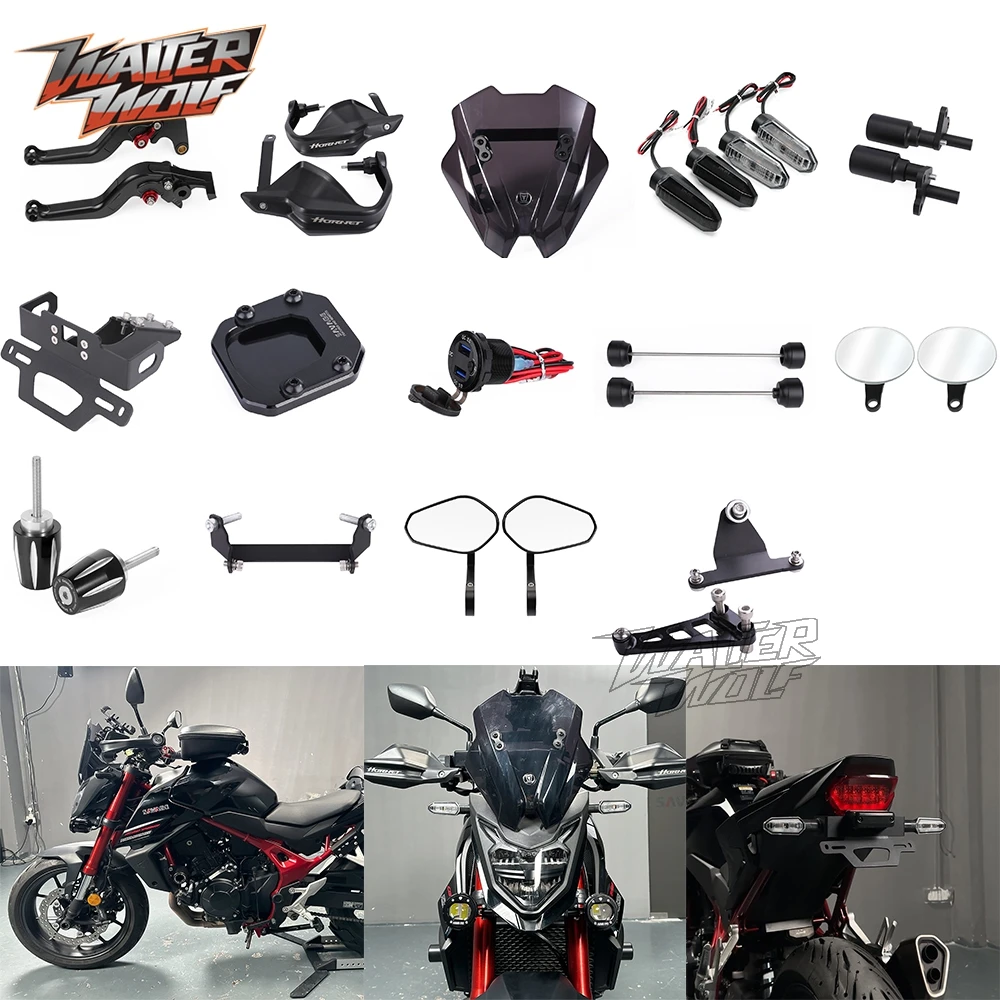 

For Honda CB750 Hornet 750 Brake Clutch Lever Handguard Turn Signal Frame Slider Wheel Axle License Plate Holder Rearview Mirror