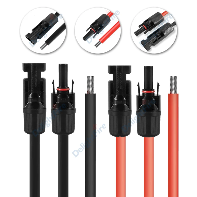 

Солнечный кабель 10 12 14AWG, красный, черный электрический провод 2,5/4/6 мм2, соединительный провод для солнечной панели для фотоэлектрических систем на открытом воздухе