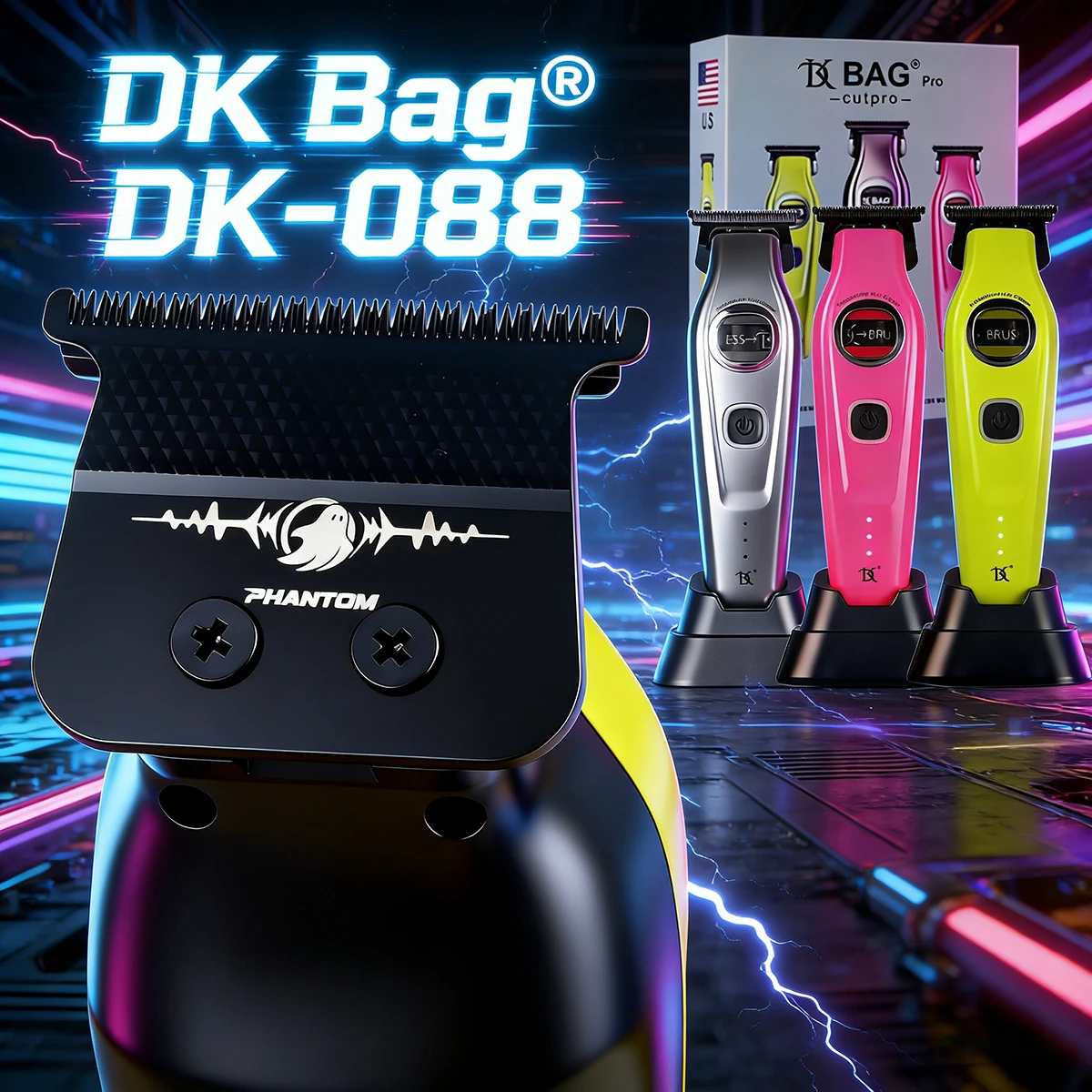 DKBAG 088 Outer Rotor Brushless Professional Men's Hair Trimmer Barber DLC Ceramics Blade Base Charger Hair Finishing Clipper