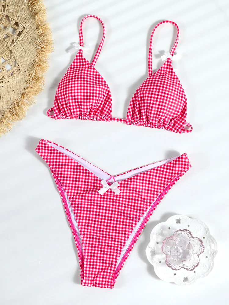 

ZRTAK Triangle Bikini Set Women Swimsuit Halte Bikini Sexy Swimwear Thongs Bathing Suits Print Color Beachwear Brazilian Biquini