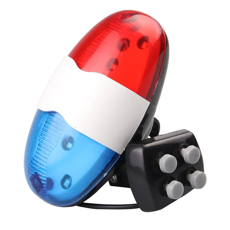 6 LED 4 Tone Sounds Bicycles Bell Police Car Light Electronic Horn Siren for Kid Children Bike Scooter Cycling Lamp Accessories