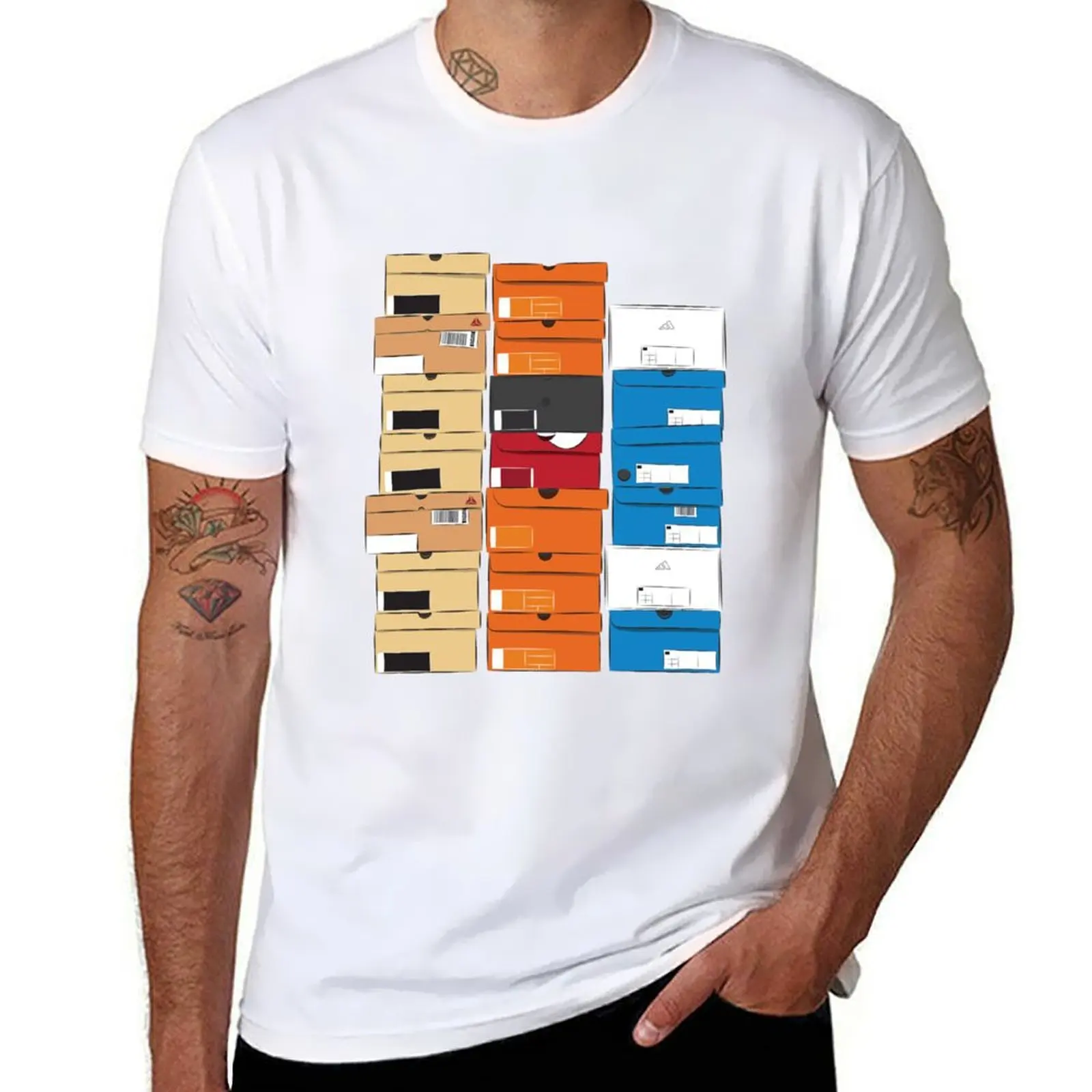 

Closed triple stack shoe boxes logo 1D T-Shirt t shirts for man slim fit black cotton t-shirt plain for man package T-Shirt