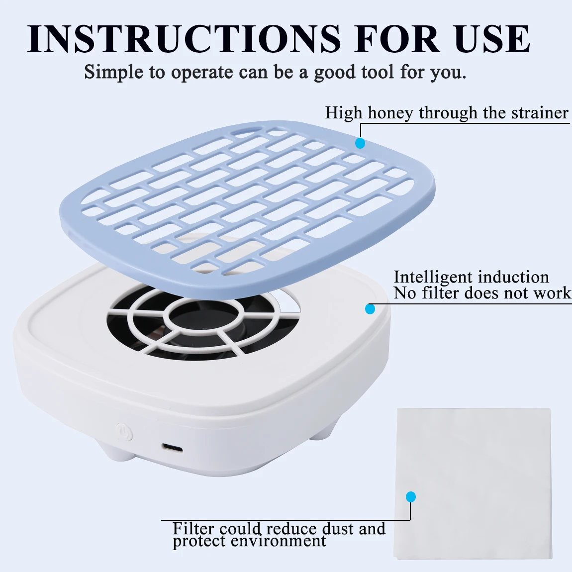 مروحة صغيرة لجامع غبار الأظافر لآلة الأظافر، مكنسة كهربائية قوية للأظافر مع معدات إزالة مرشح الورق للأظافر