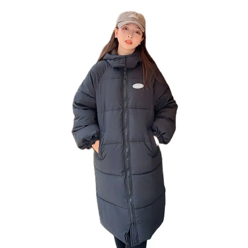 

Fashion Women's Parkas Winter Hooded Warm Coat Black Slim Cotton Padded Basic Jackets Female Casual Long Outwear Female 2022 New