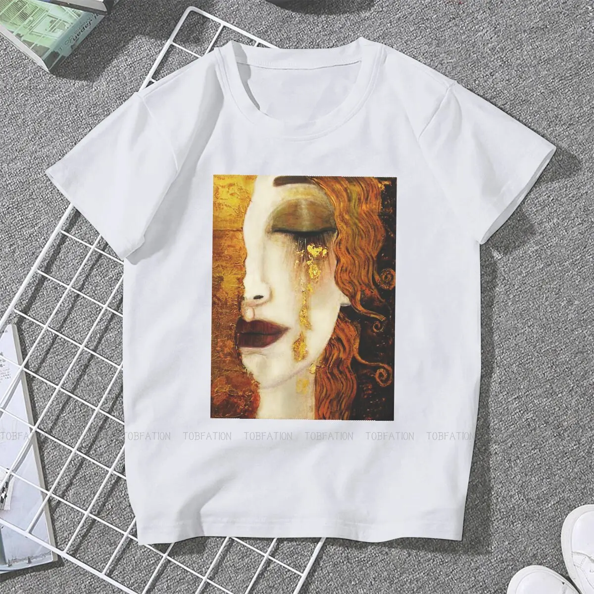 Golden Tears Kawaii Girls Women T-Shirt Gustav Klimt Painting 5XL Blusas Harajuku Casual Short Sleeve Vintage Oversized Tops