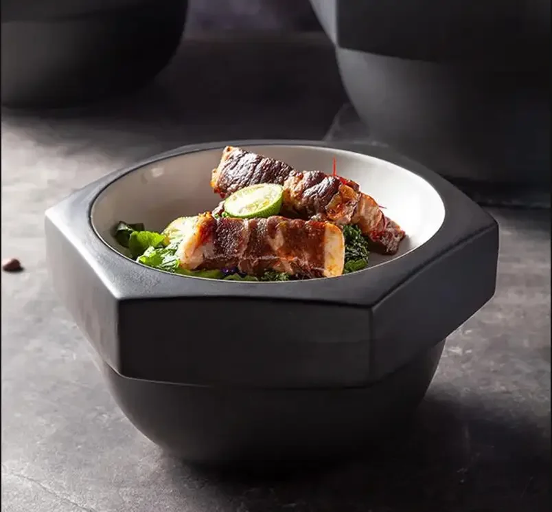 Black Screw Cap Shape Snack Plate Ceramic Tableware Restaurant Gourmet Decoration Home Kitchen Dessert