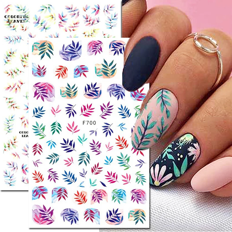 Nail Art Aufkleber Aquarell Blätter Sommer Bunte Tropische Blätter Zurück Kleber Nagel Aufkleber Dekoration Für Nagel Tipps Schönheit