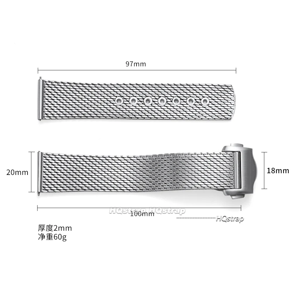 Edelstahl-Uhrenarmband 20 mm für Omega Seamaster 007 300 für Speedmaster Mesh-Armband mit Faltschließe Business-Armband – Detail 14