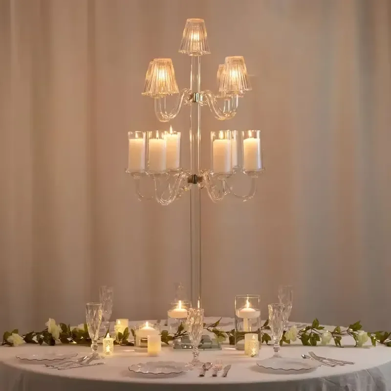 11 Arm Crystal Glass Candle Holder Elegant Table Decoration for Wedding Centerpiece Home Party Decor Luxury Candelabra Stand