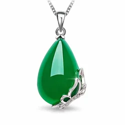 Jade Water droplet Pendant Charm Lucky Amulet Necklace Chalcedony Chinese Gifts Fashion Hetian Jewelry Natural Women
