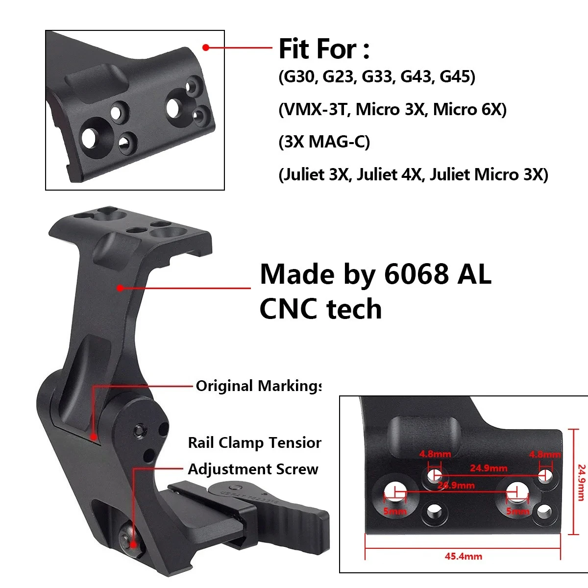 التكتيكية GB * S هيدرا جبل الناهض نطاق جبل ل T01 T02 E-PS 558 المجسم ريد دوت البصر PEQ-15 كشاف ضوء
