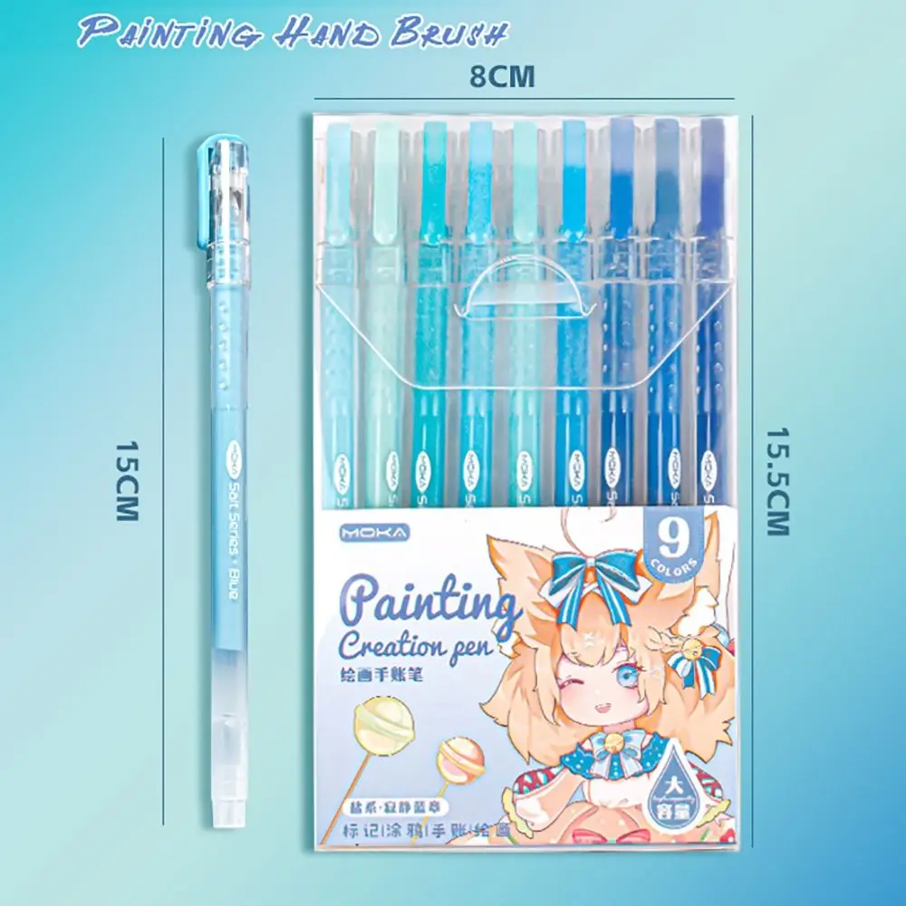 High-quality 9-Colors Highlighter Art Stationery Learning Markers Marker Pen Drawing/Painting/Graffiti Scrapbook Pen