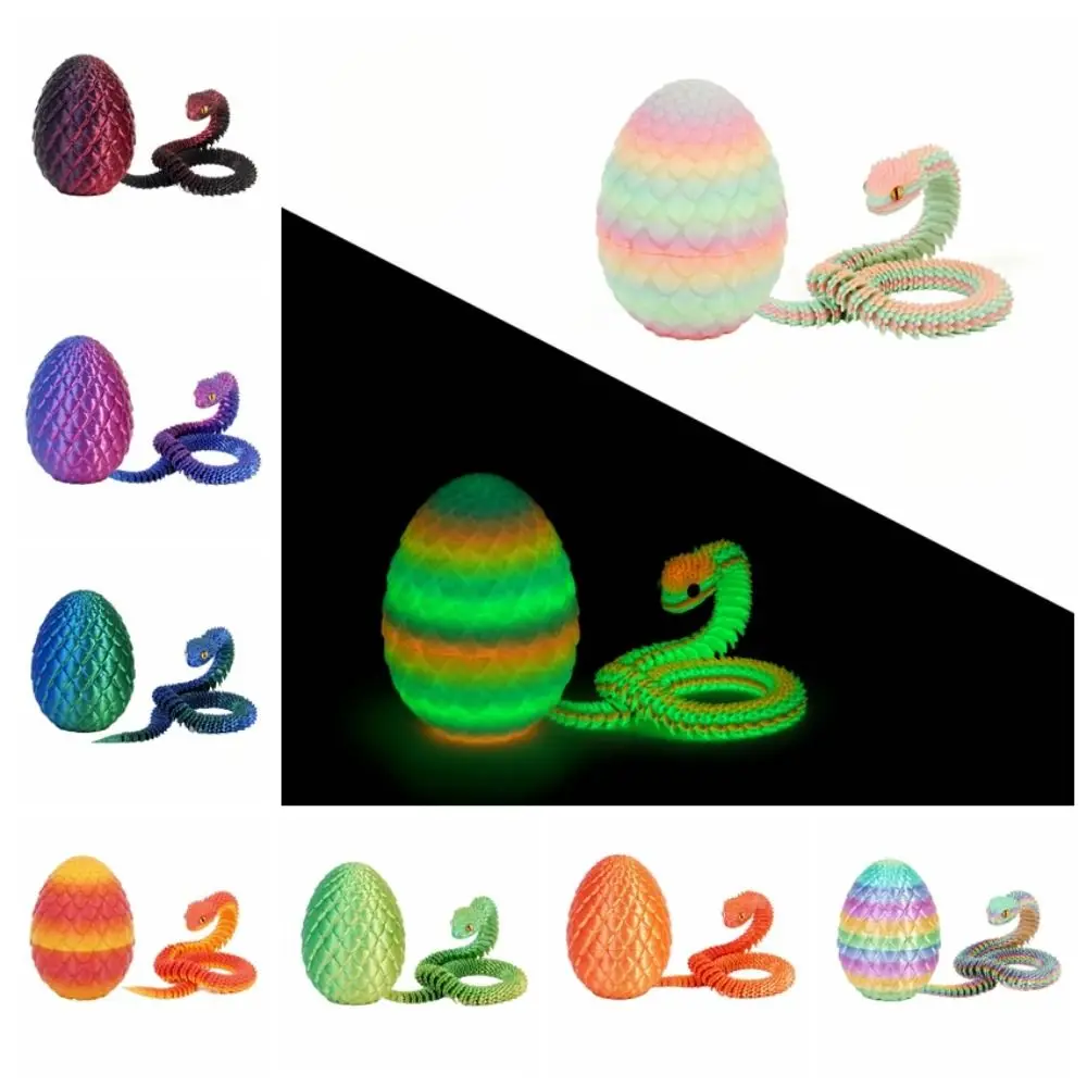 Creative 3D Printed Snake Toys Snake Egg All-in-one Molding Animal Simulation Model Candy Color Flexible
