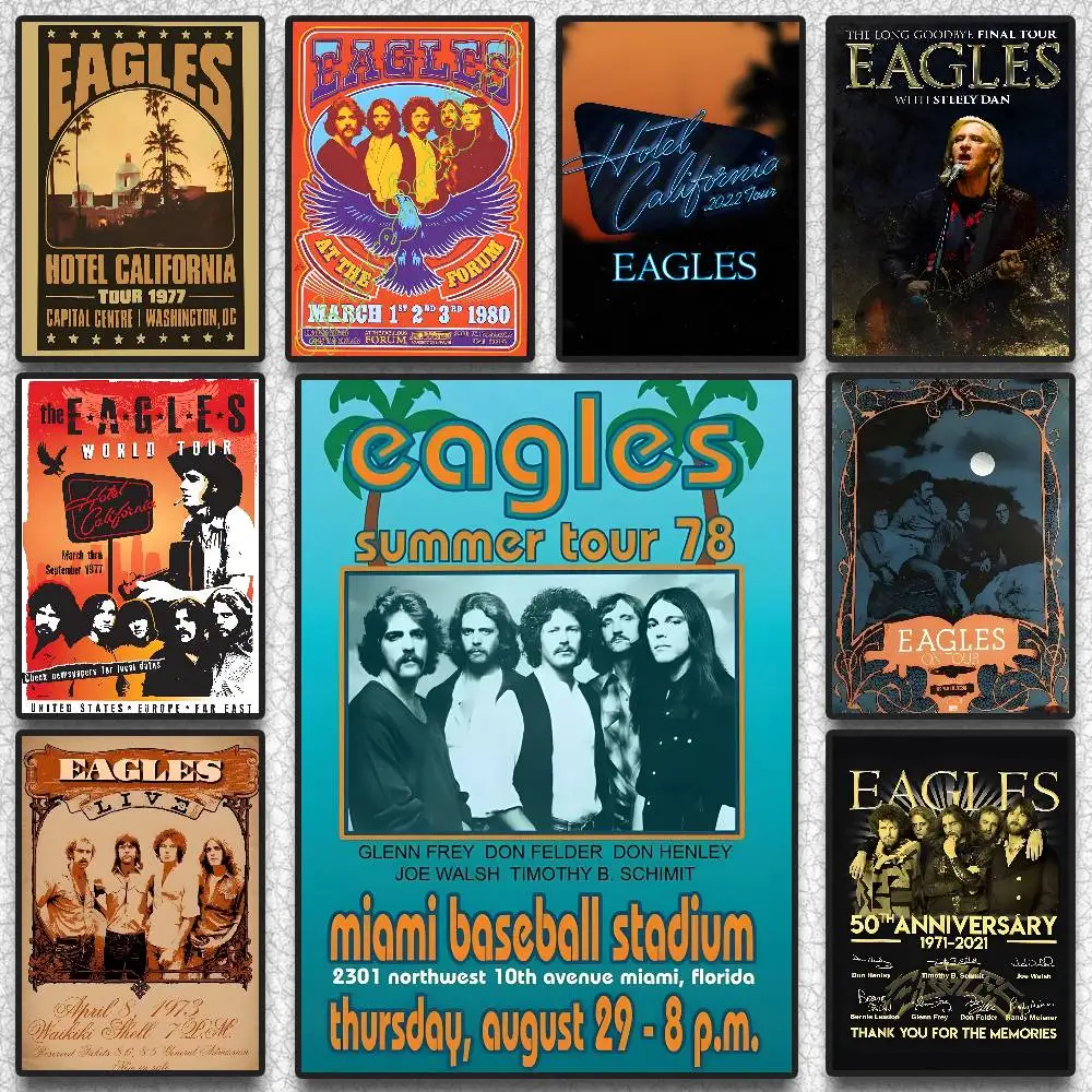 E-Eagles Band Singer Retro Poster HD Kunst klebrige Wand wasserdicht Zuhause Wohnzimmer Schlafzimmer Bar ästhetische Dekoration