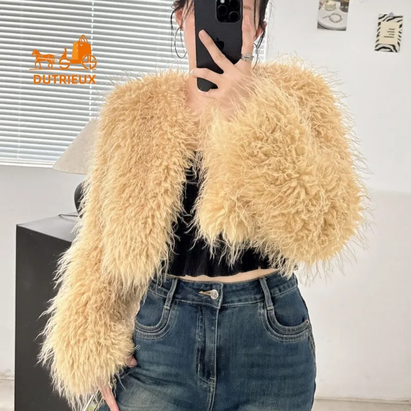 Autumn and Winter Women's Short Genuine Mink Fur Coat, 100% Real Mink Fur, Ski Travel Fashion Temperament Women's Fur Jacket